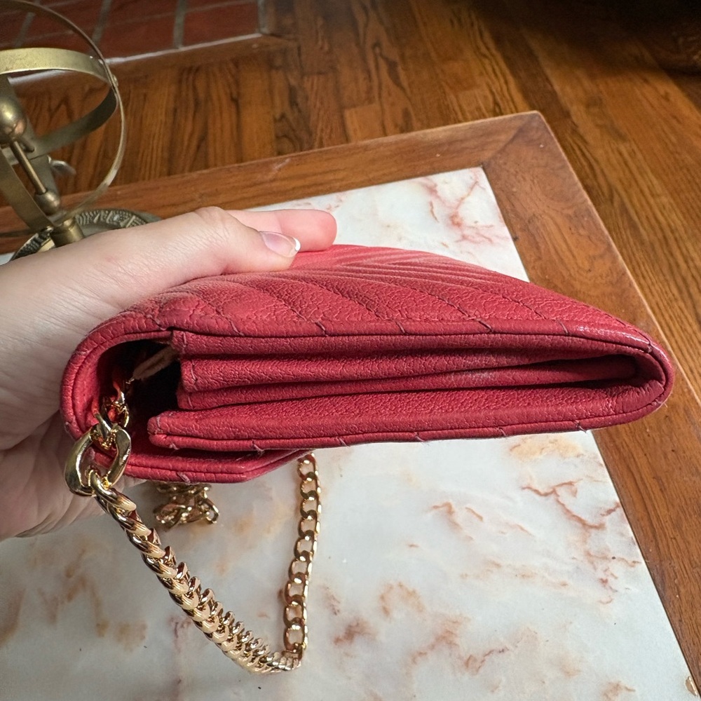 Chanel Pink and Gold Quilted Chevron Wallet with Chain WOC - Picture 8 of 12